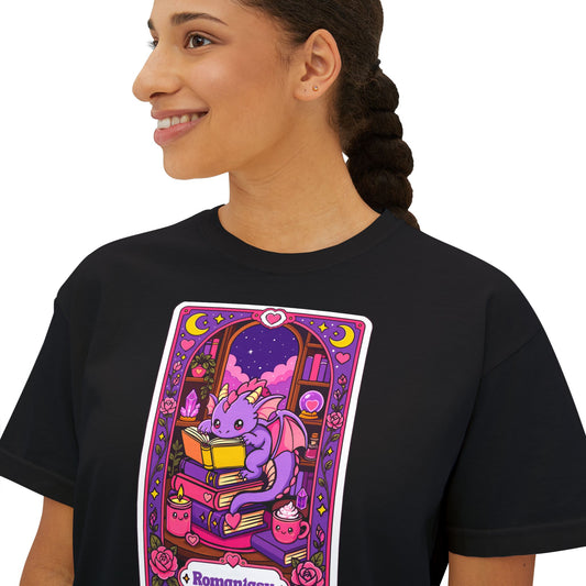 Romantasy Book Dragon Tarot Card Boxy tee (No Refunds - check sizing chart)