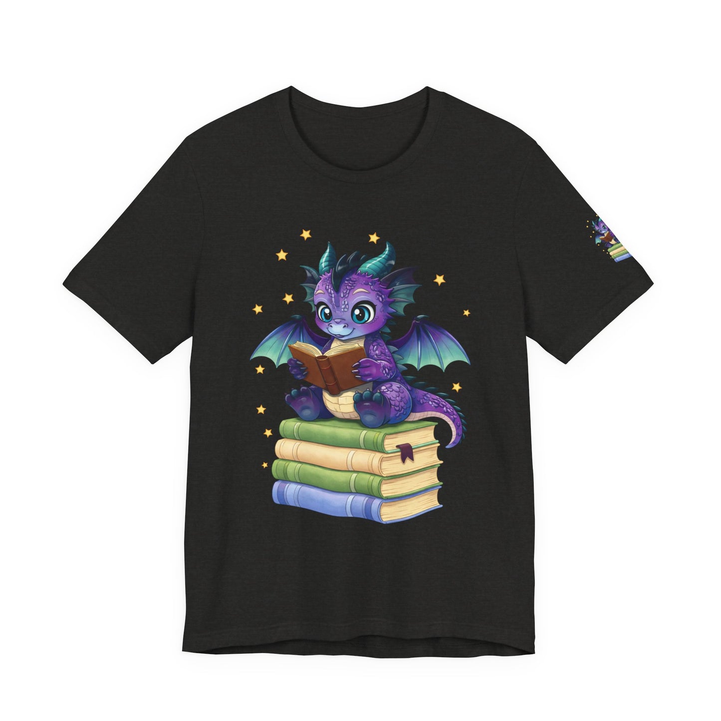 Baddie Book Dragon Sitting on Books Graphic Tee