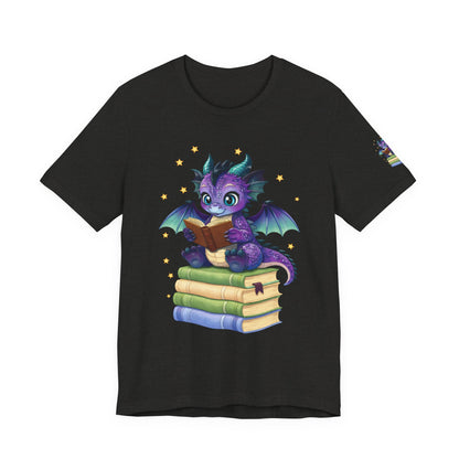 Baddie Book Dragon Sitting on Books Graphic Tee