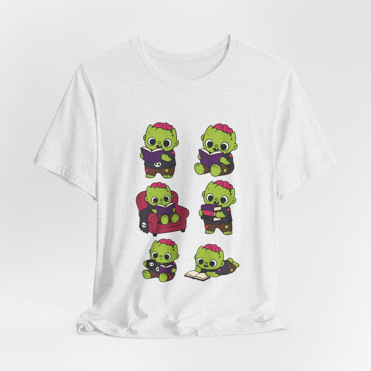 Cute Reading Zombie Tee — Cartoon Zombie Reading Books for book lovers