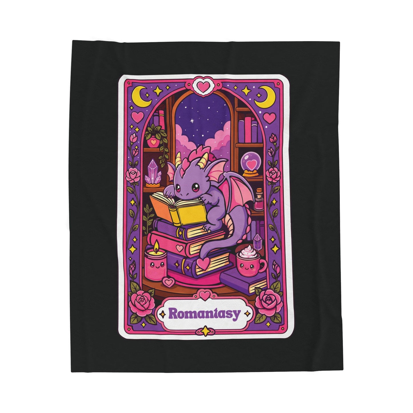 The Romantasy Book Dragon Bookish Tarot card Plush Blanket