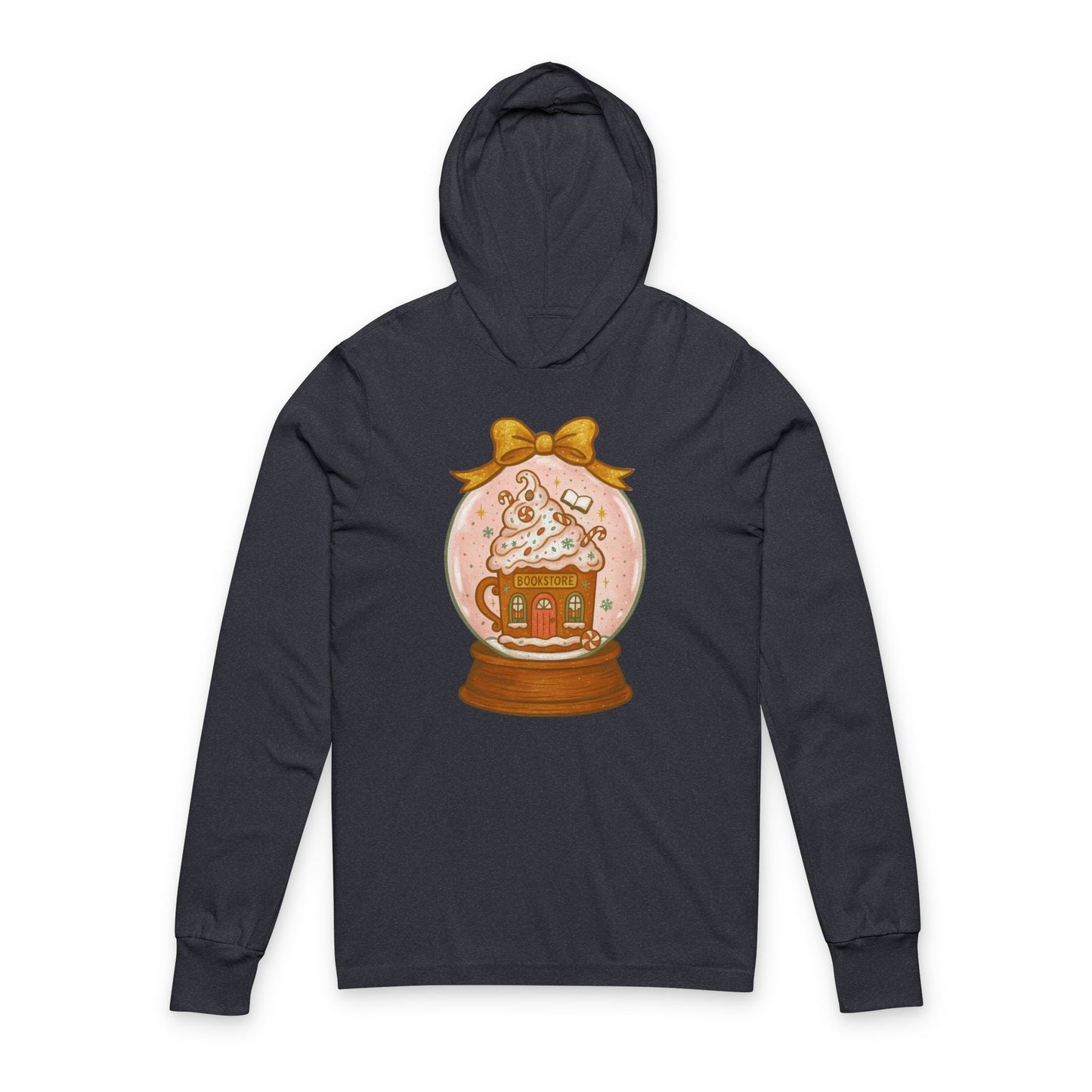 Snow Globe Bookstore  Long Sleeve Hooded Shirt