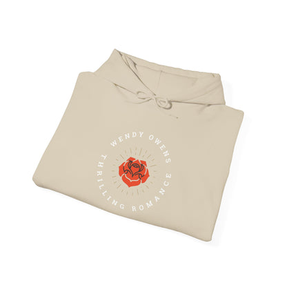 Wendy Owens Books Rose Emblem Hoodie — "Thrilling Romance" Graphic Pullover