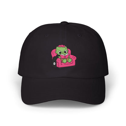 Cute Reading Zombie on Pink Armchair Embroidered Hat