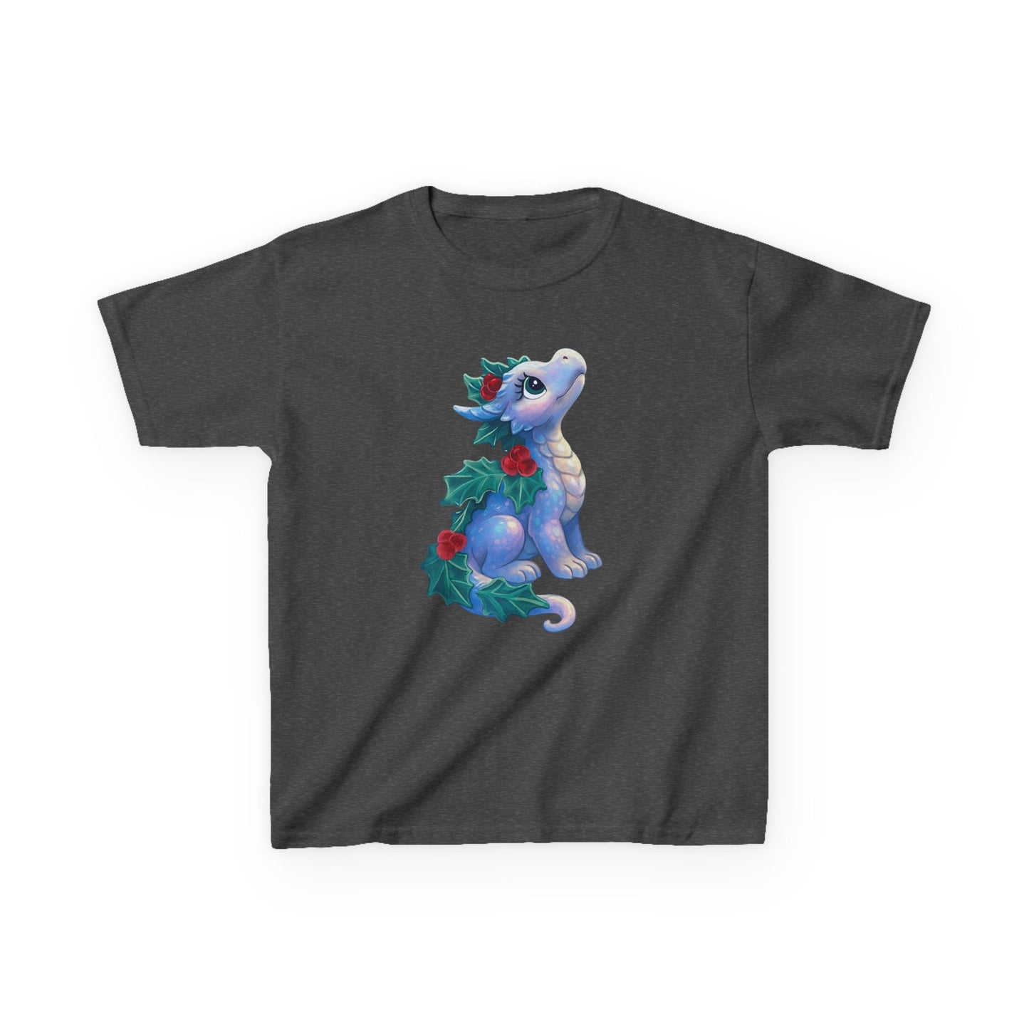 Kids Holiday Dragon Tee — Cute Festive Baby Dragon with Holly