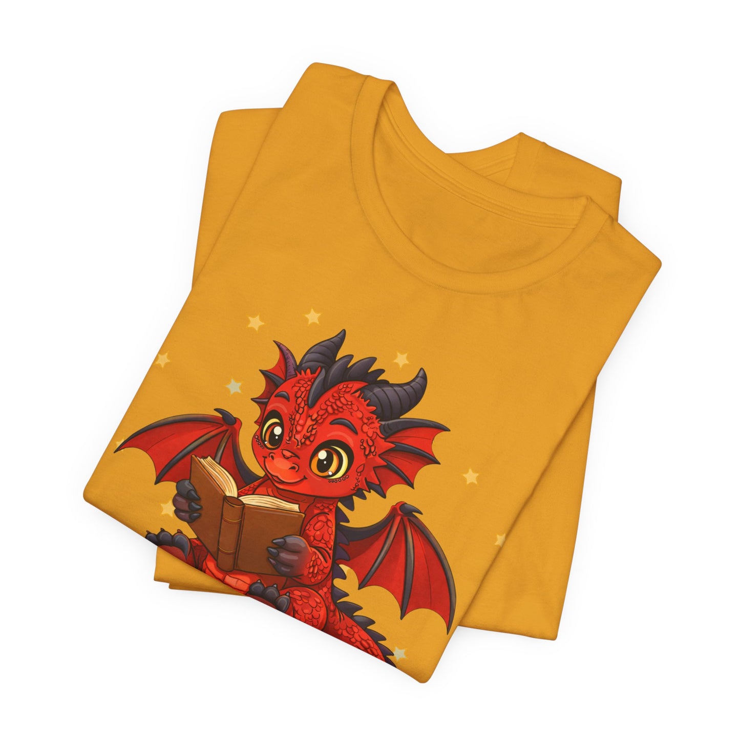 Crimson Ties Book Dragon Sitting on Books Graphic Tee