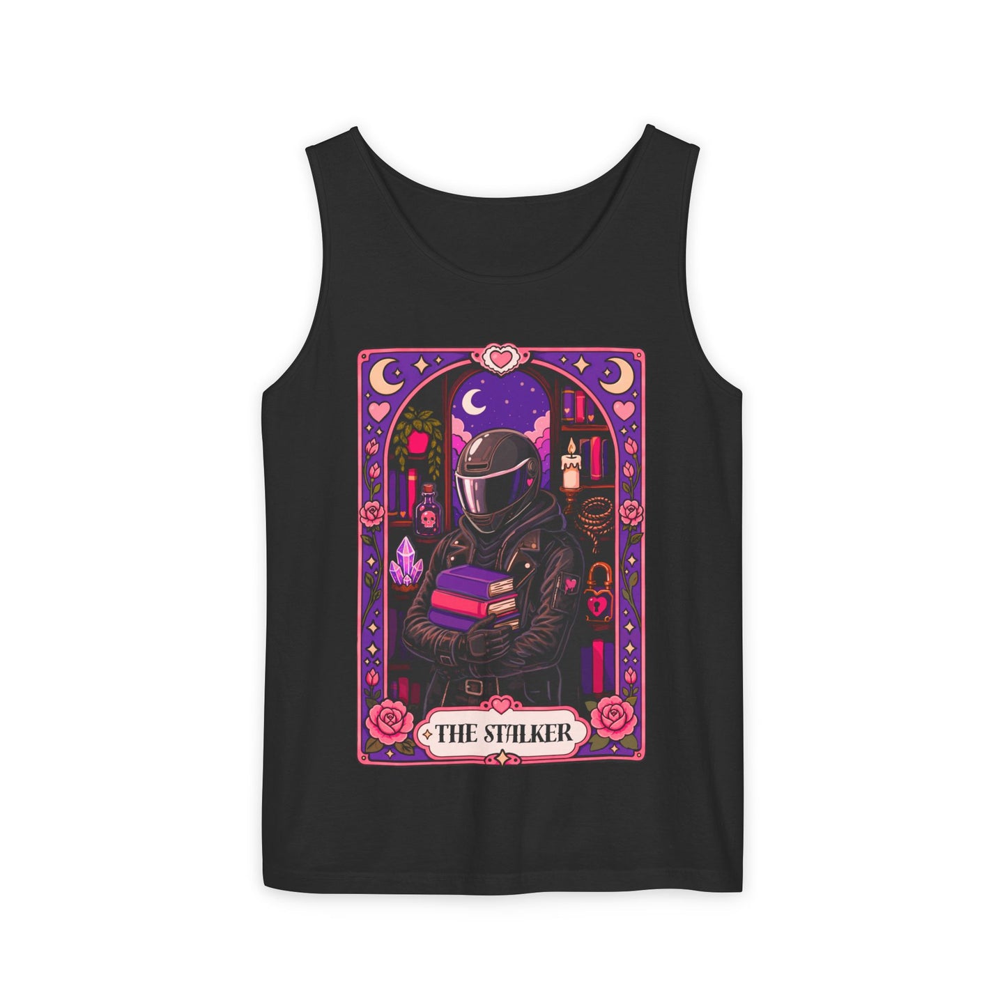 The Stalker Tarot Card, Cute Nerdy Graphic Booklover Tee  (no returns check size chart)