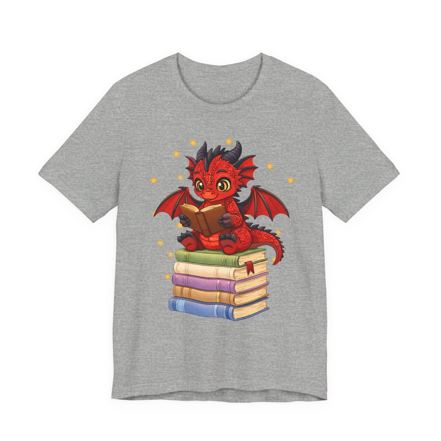 Crimson Ties Book Dragon Sitting on Books Graphic Tee