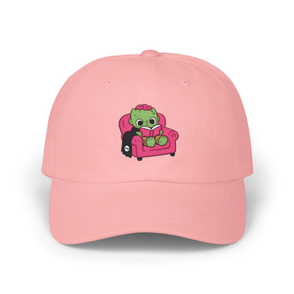 Cute Reading Zombie on Pink Armchair Embroidered Hat