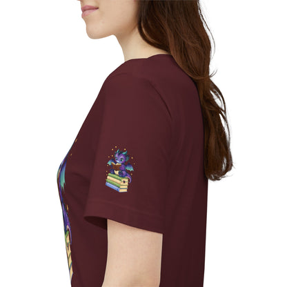 Baddie Book Dragon Sitting on Books Graphic Tee