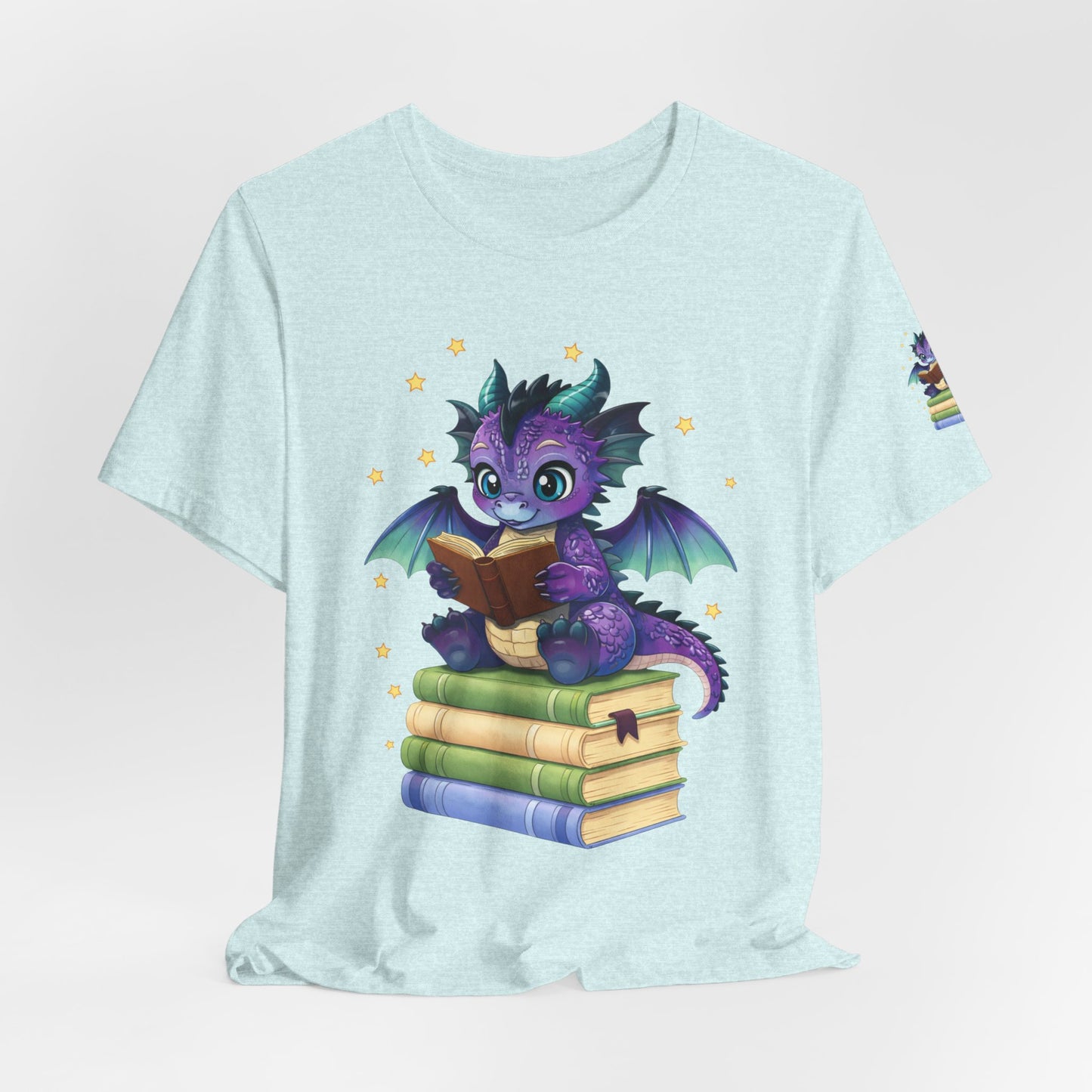 Baddie Book Dragon Sitting on Books Graphic Tee