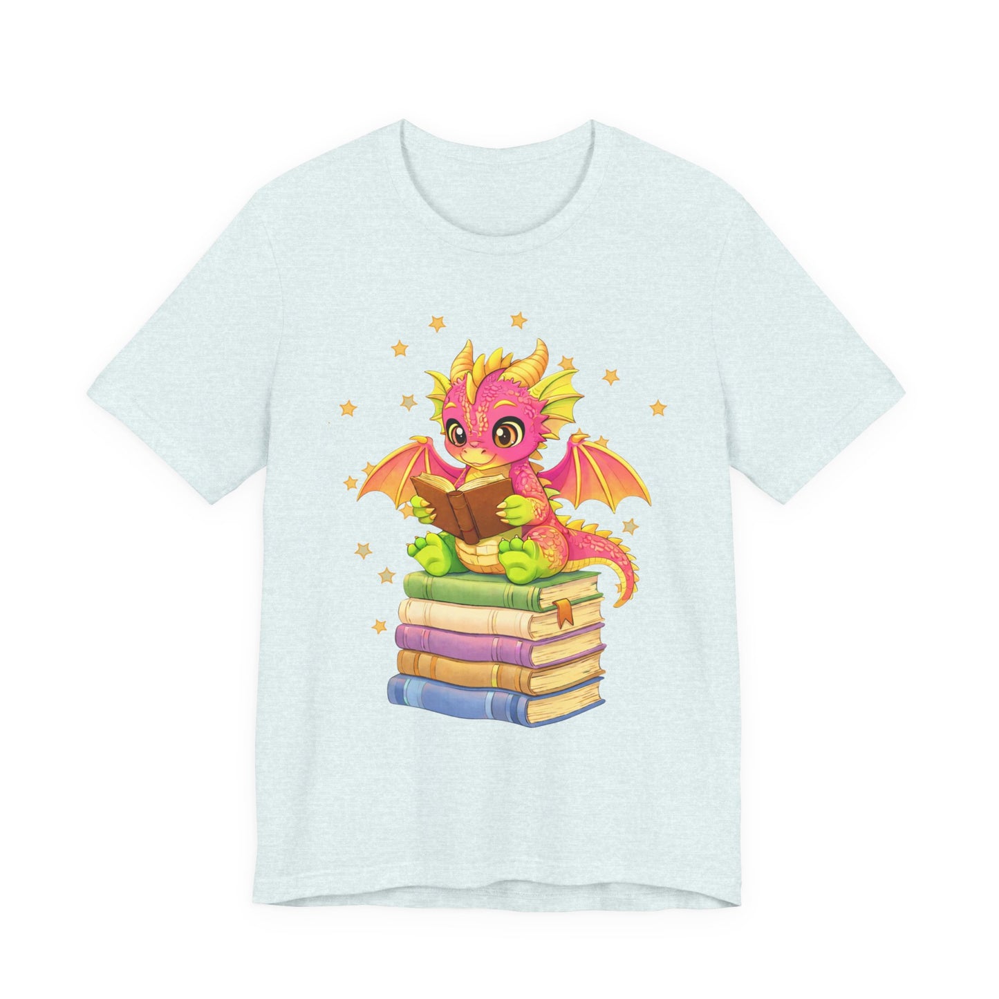Dragon Rider Book Dragon Sitting on Books Graphic Tee