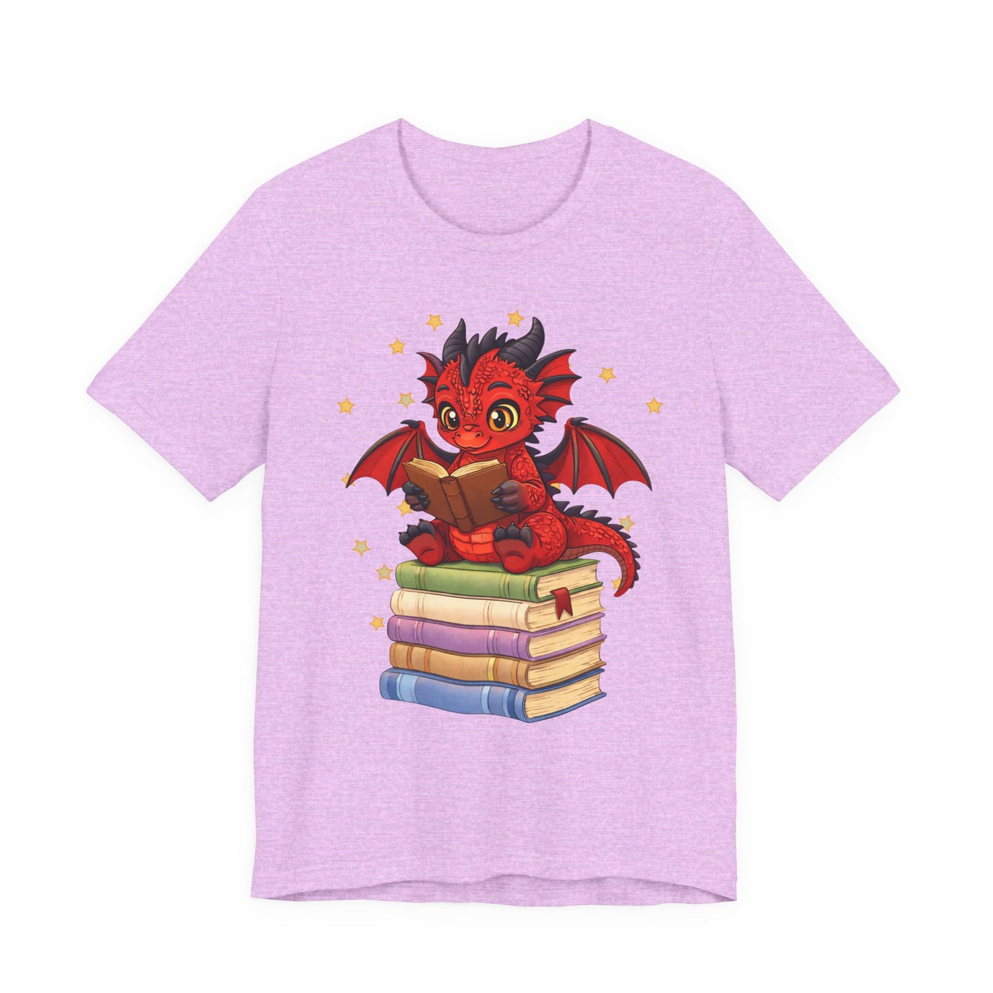 Crimson Ties Book Dragon Sitting on Books Graphic Tee