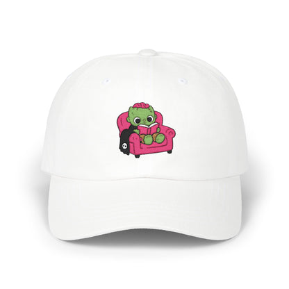 Cute Reading Zombie on Pink Armchair Embroidered Hat