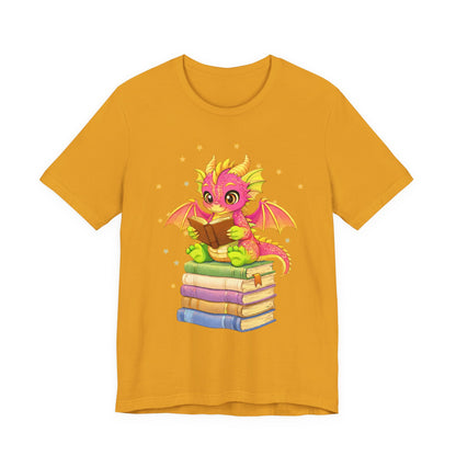 Dragon Rider Book Dragon Sitting on Books Graphic Tee