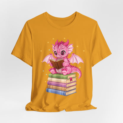 Love Book Dragon Sitting on Books Graphic Tee
