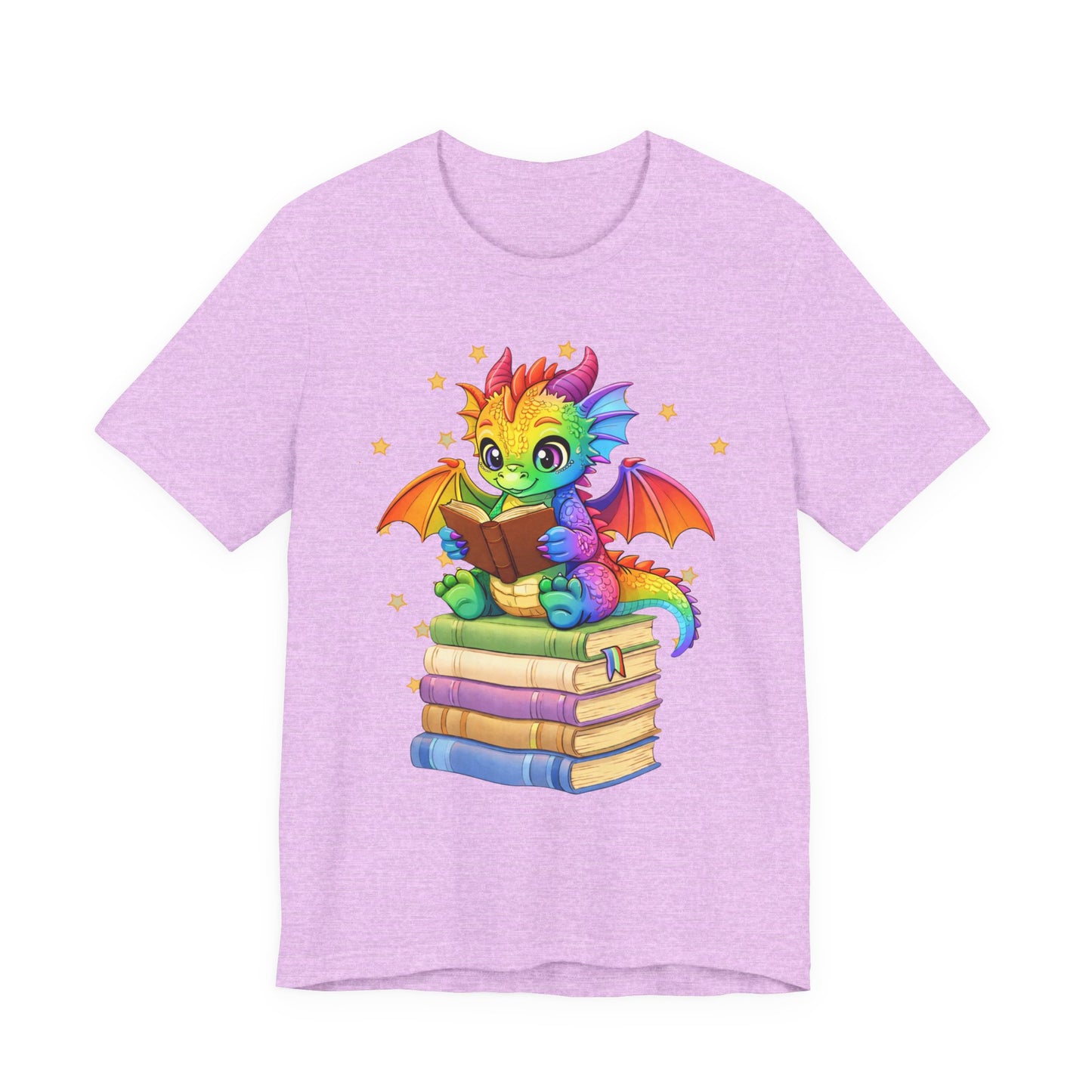 Jellybean Book Dragon Sitting on Books Graphic Tee