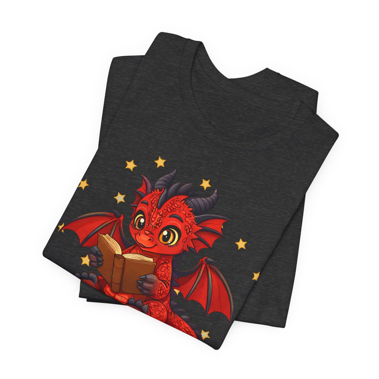 Crimson Ties Book Dragon Sitting on Books Graphic Tee