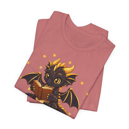 Dragon Rider Book Dragon Sitting on Books Graphic Tee