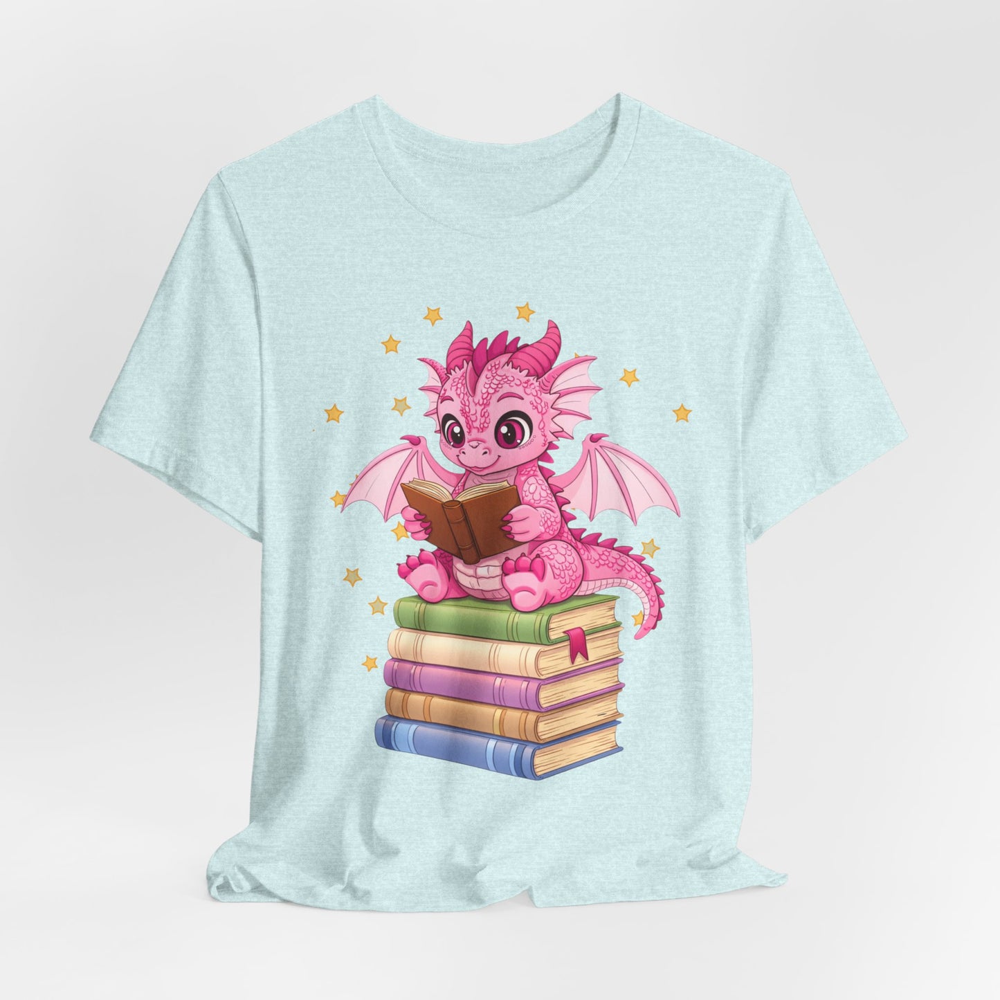Love Book Dragon Sitting on Books Graphic Tee