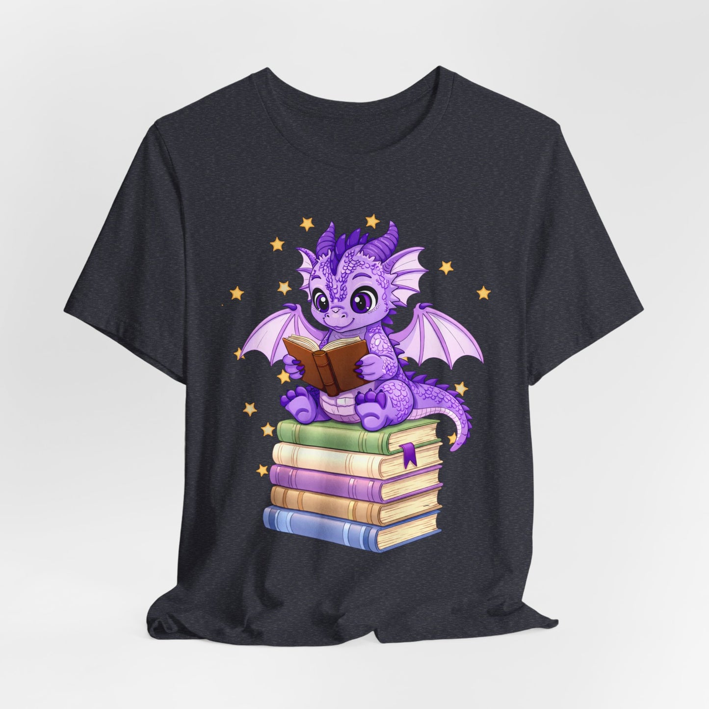 Fate Book Dragon Sitting on Books Graphic Tee