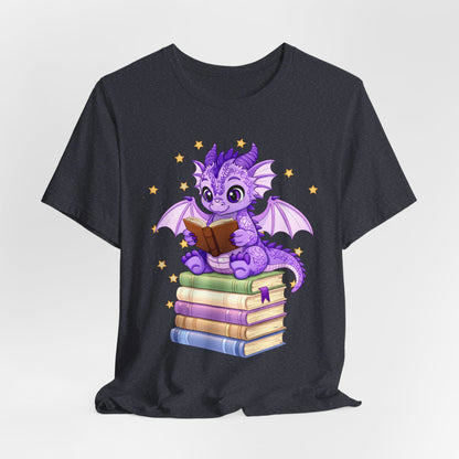 Fate Book Dragon Sitting on Books Graphic Tee