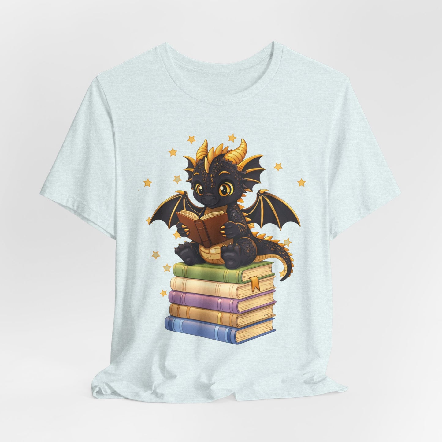 Dragon Rider Book Dragon Sitting on Books Graphic Tee