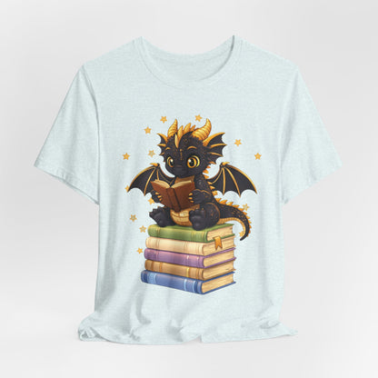 Dragon Rider Book Dragon Sitting on Books Graphic Tee