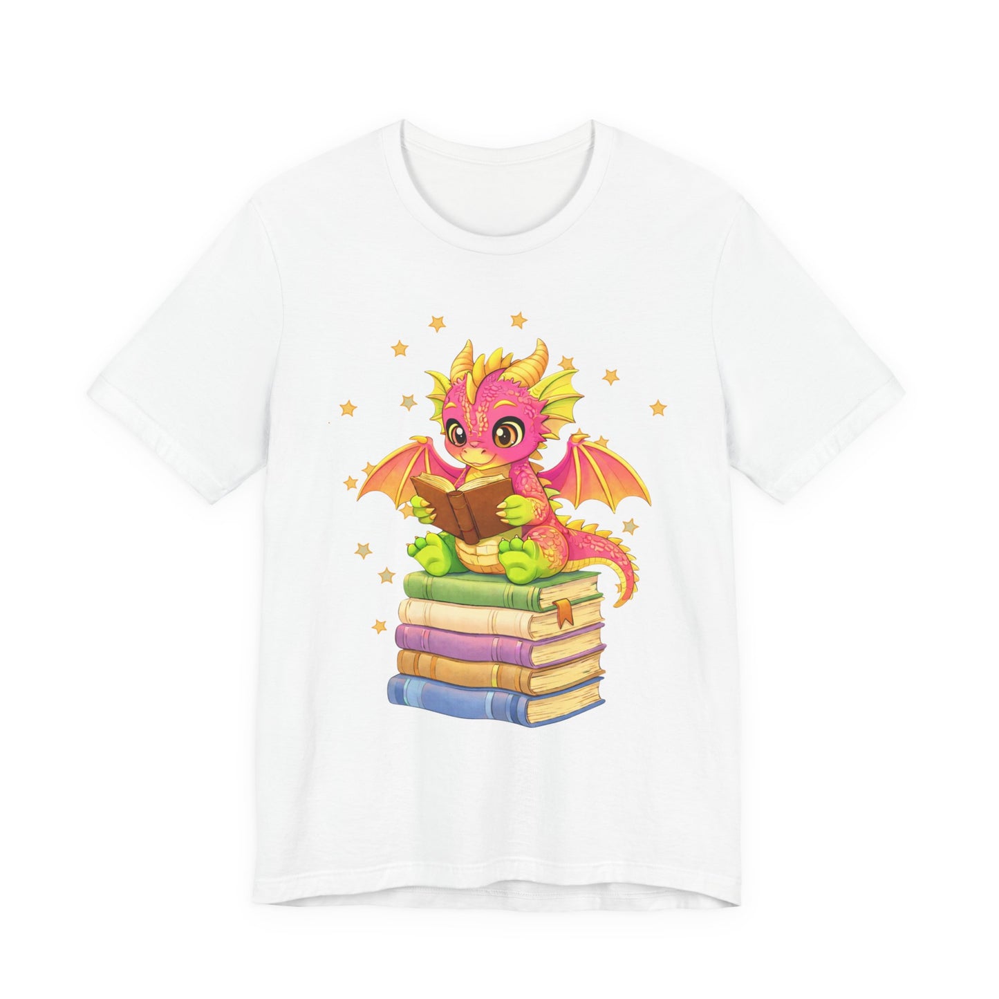 Dragon Rider Book Dragon Sitting on Books Graphic Tee