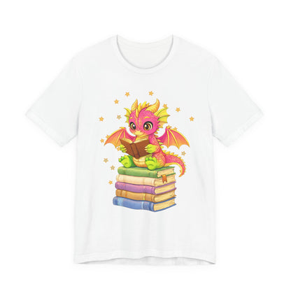 Dragon Rider Book Dragon Sitting on Books Graphic Tee