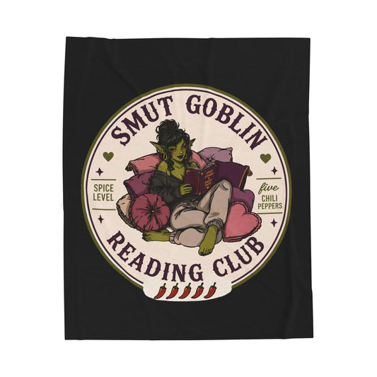 Velveteen Plush Blanket — "Smut Goblin Reading Club" Cozy Booklover Throw