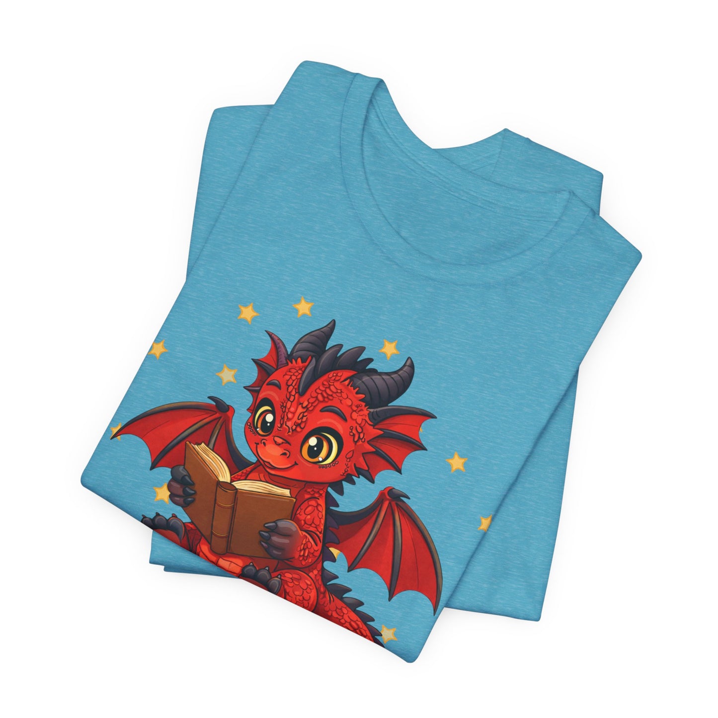 Crimson Ties Book Dragon Sitting on Books Graphic Tee