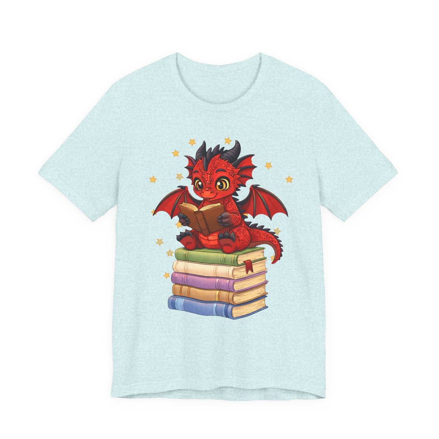 Crimson Ties Book Dragon Sitting on Books Graphic Tee