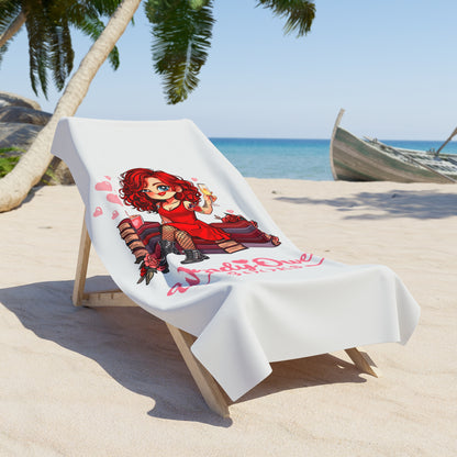 Beach Towel - 'Wendy Owens Books' Cute Redhead Reader Illustration