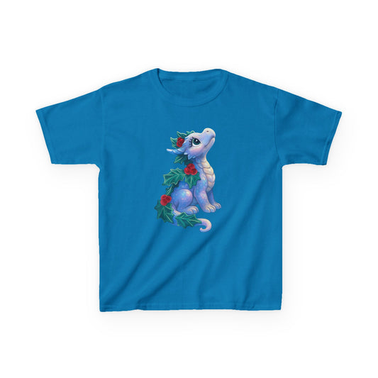 Kids Holiday Dragon Tee — Cute Festive Baby Dragon with Holly