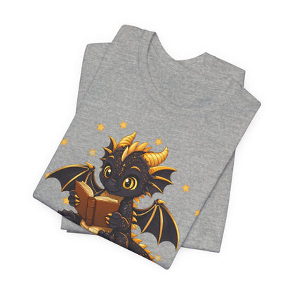 Dragon Rider Book Dragon Sitting on Books Graphic Tee