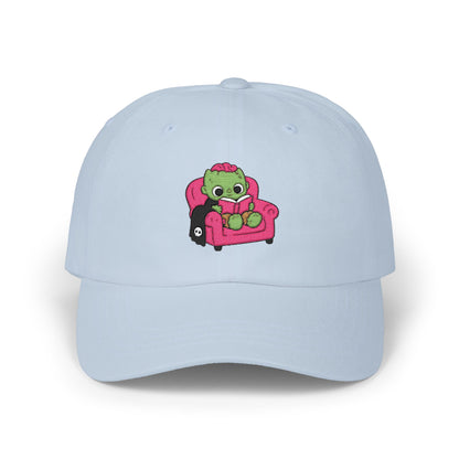 Cute Reading Zombie on Pink Armchair Embroidered Hat