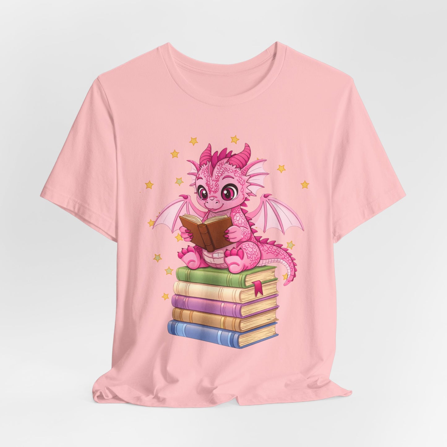 Love Book Dragon Sitting on Books Graphic Tee
