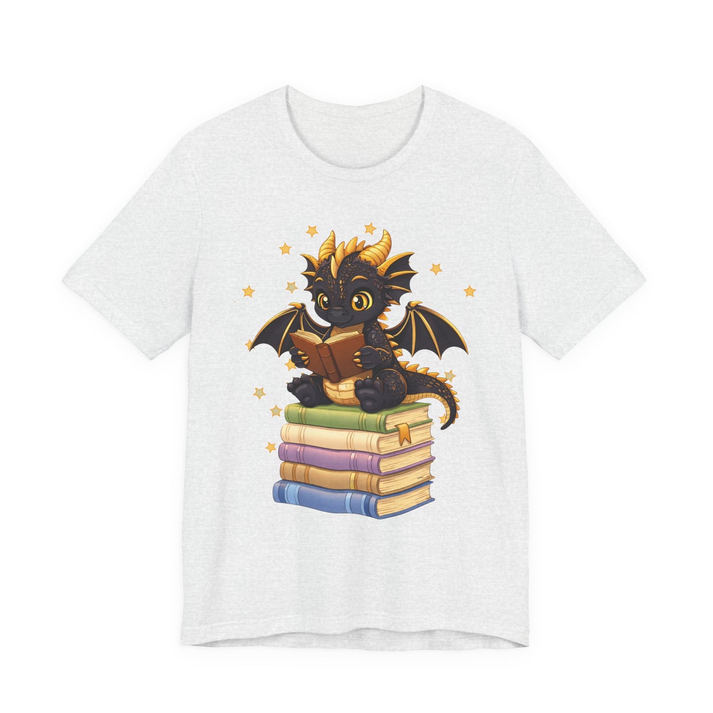 Dragon Rider Book Dragon Sitting on Books Graphic Tee