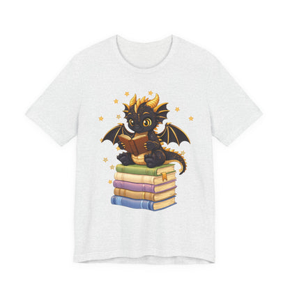 Dragon Rider Book Dragon Sitting on Books Graphic Tee