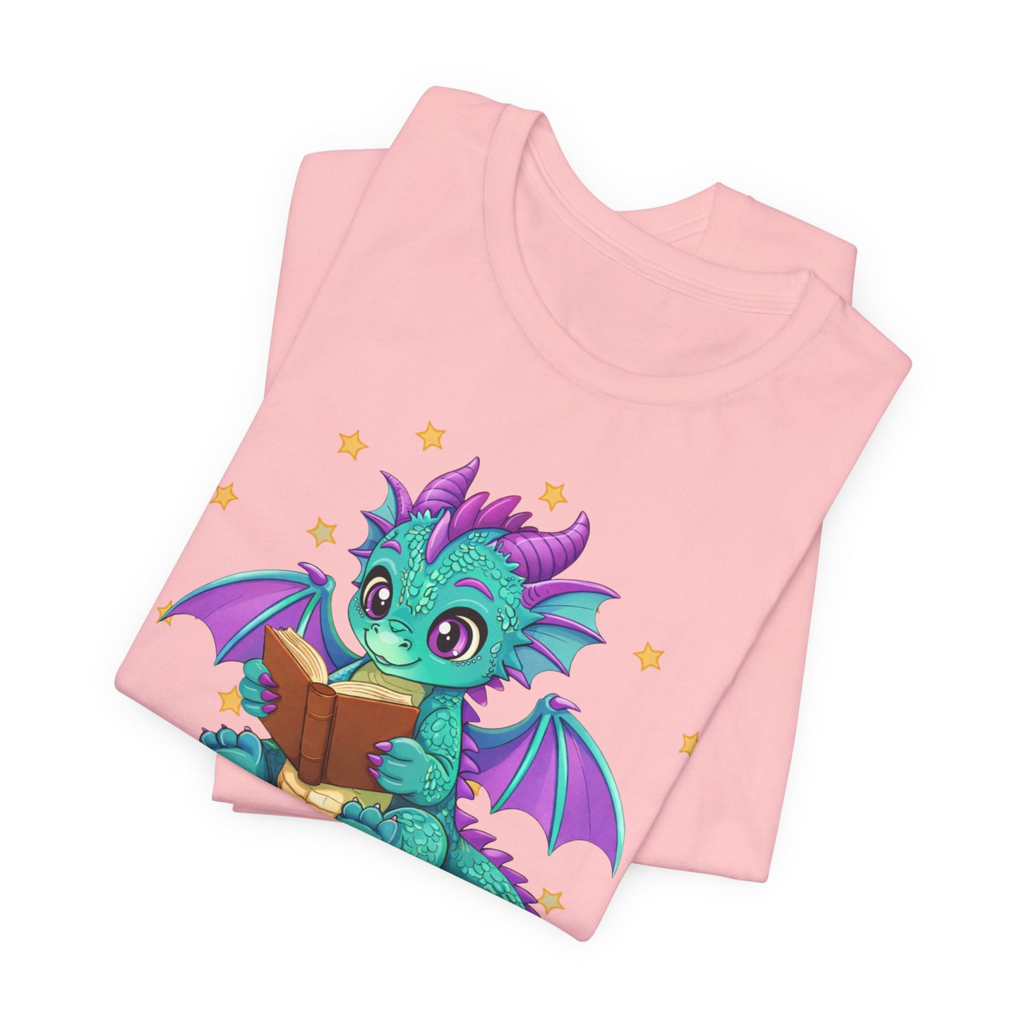 Amethyst Book Dragon Sitting on Books Graphic Tee