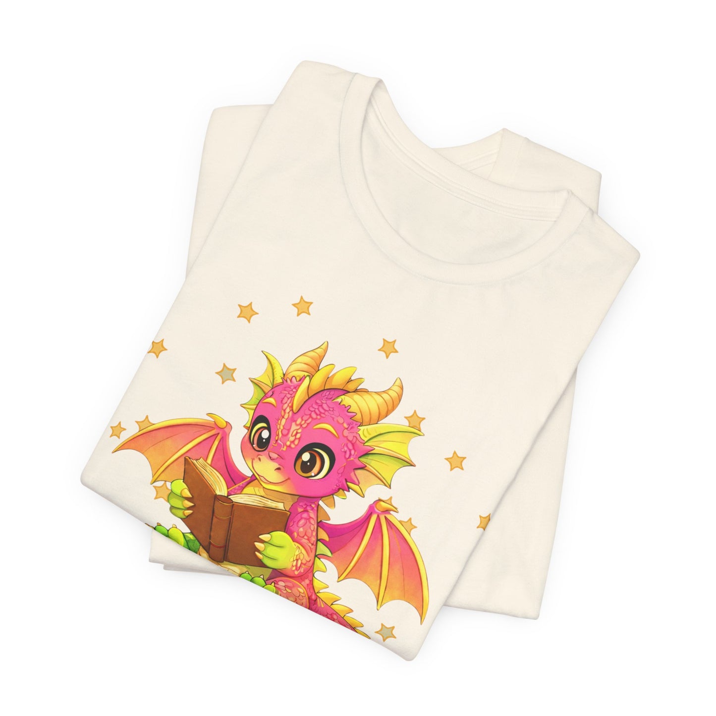 Dragon Rider Book Dragon Sitting on Books Graphic Tee