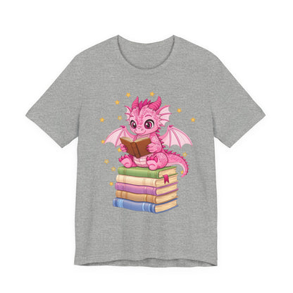 Love Book Dragon Sitting on Books Graphic Tee