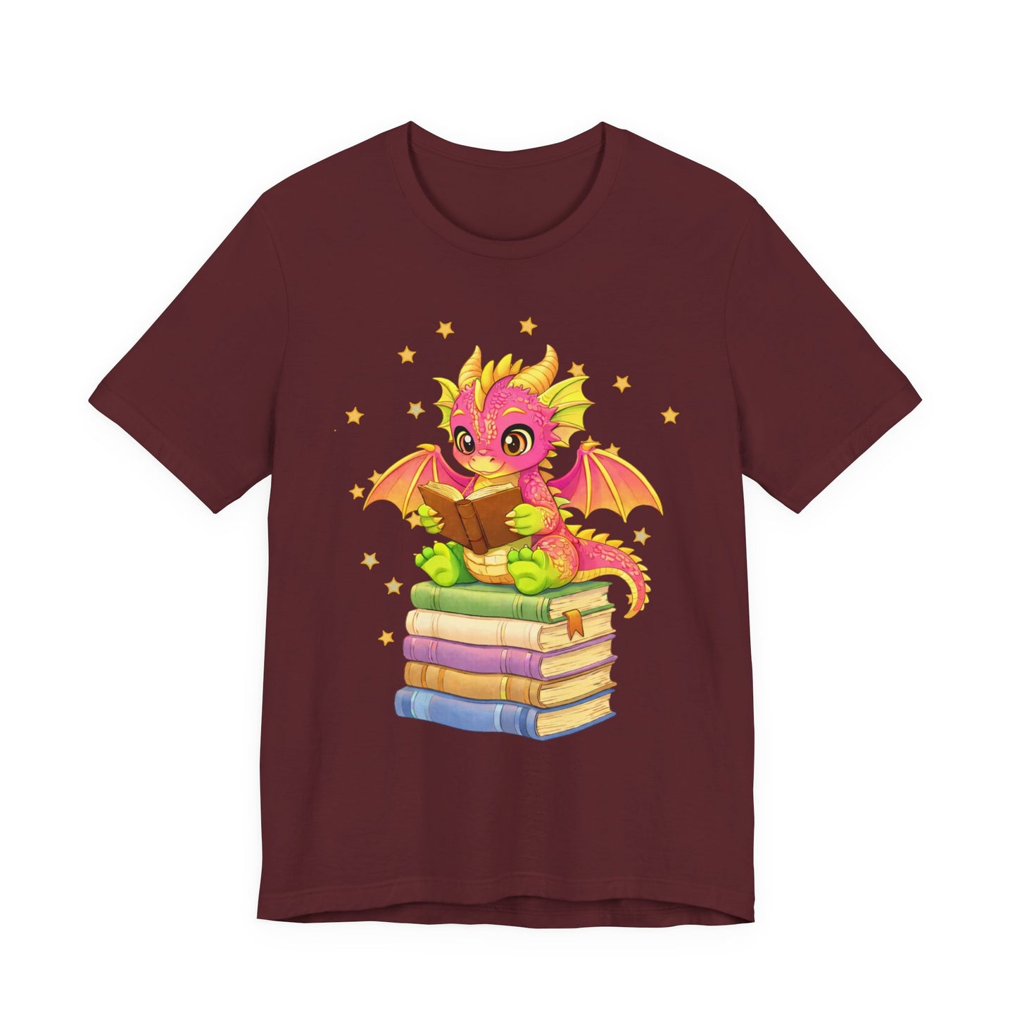 Dragon Rider Book Dragon Sitting on Books Graphic Tee