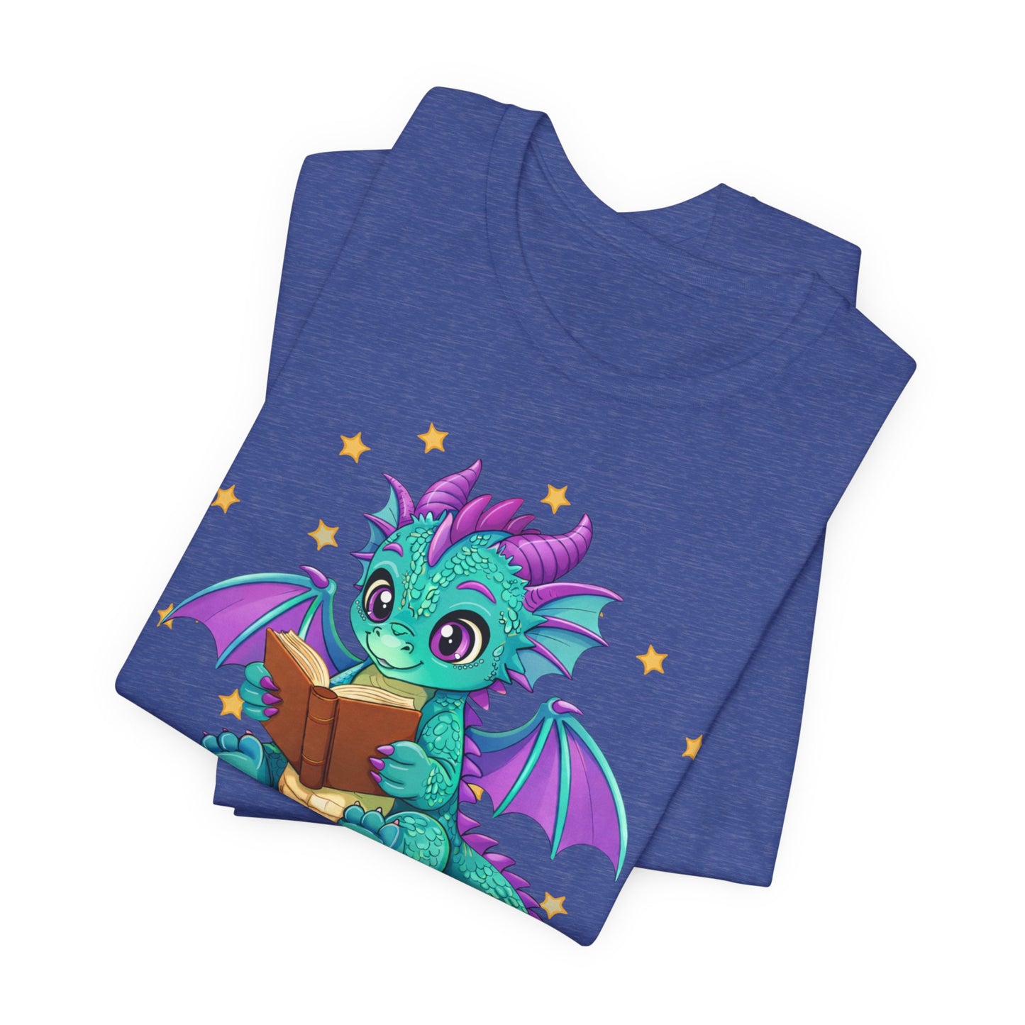 Amethyst Book Dragon Sitting on Books Graphic Tee