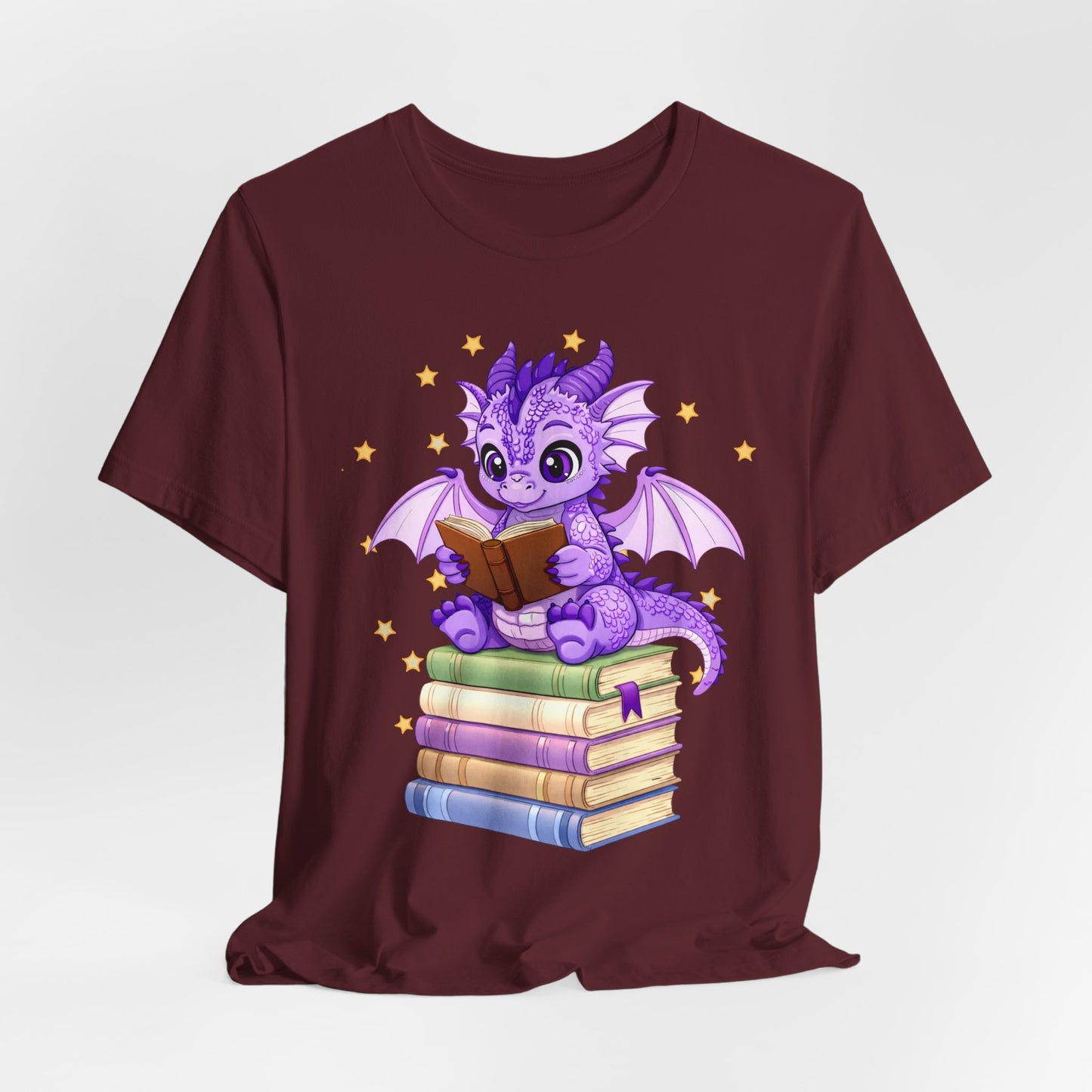 Fate Book Dragon Sitting on Books Graphic Tee