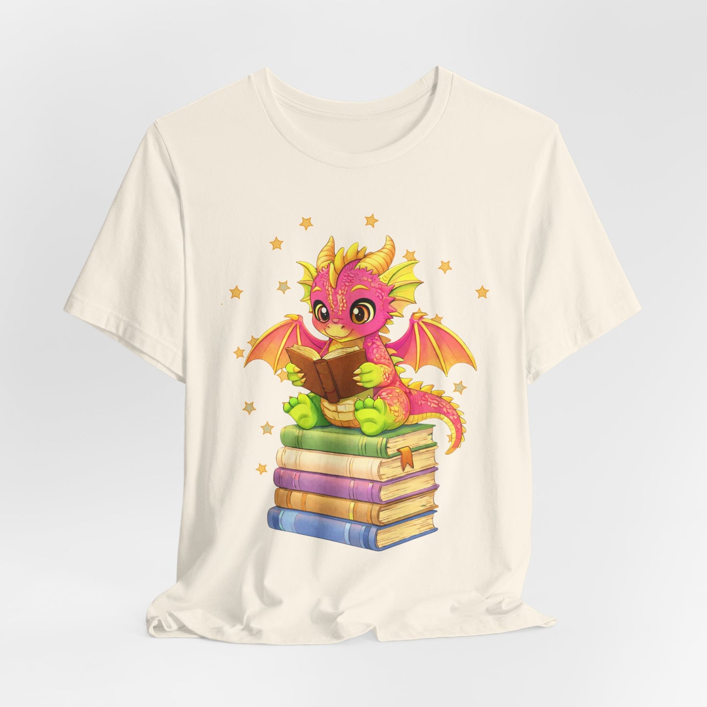 Dragon Rider Book Dragon Sitting on Books Graphic Tee