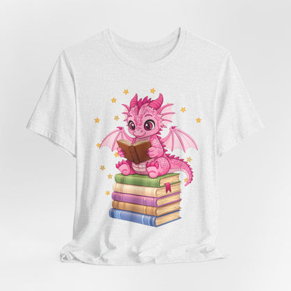Love Book Dragon Sitting on Books Graphic Tee