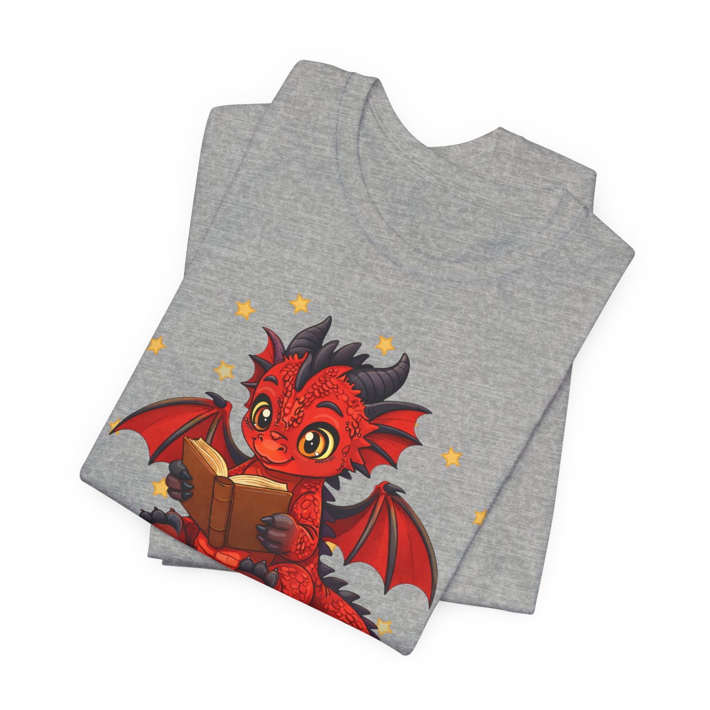 Crimson Ties Book Dragon Sitting on Books Graphic Tee