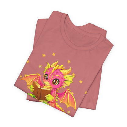 Dragon Rider Book Dragon Sitting on Books Graphic Tee